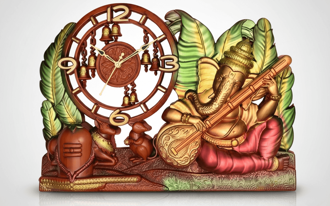 Lord Ganesh Figurine Wall Clock (330x480 MM) - M.No. 7021