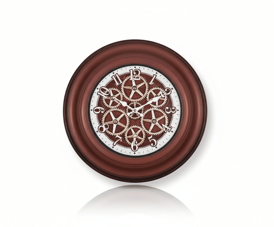 Sunray Mechanica Wall Clock M.No. 9540 — 16 x 16 Inch Plastic Gear Pattern