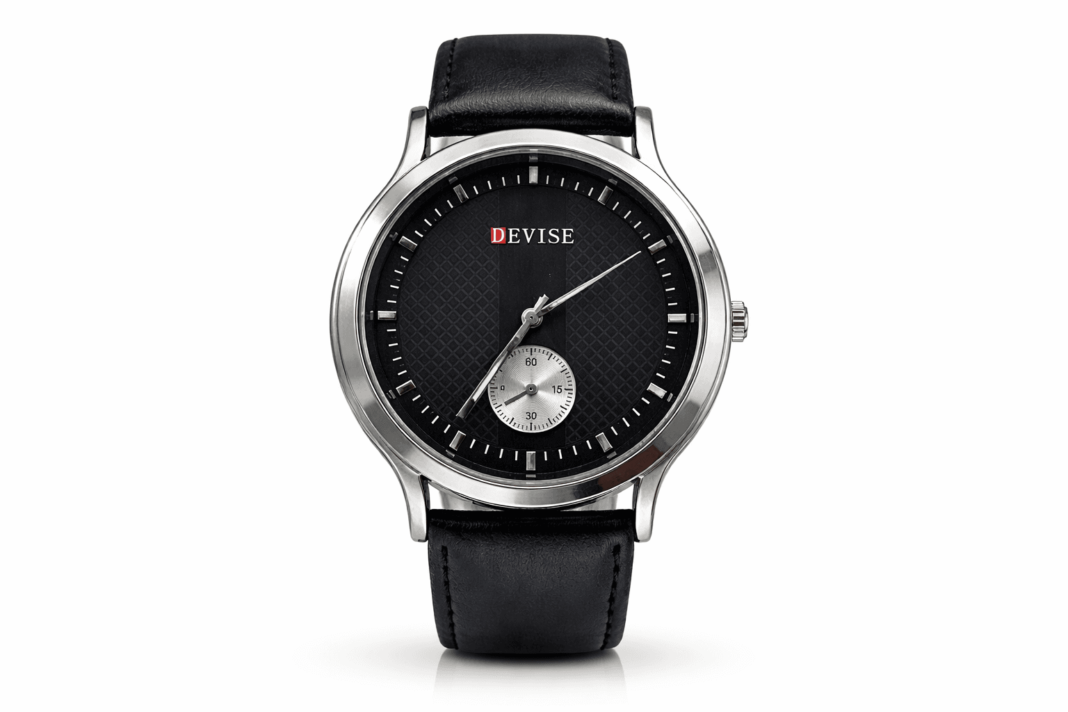 Devise Classic Black Men's Analog Watch with Leather Strap – Minimal Subdial Design