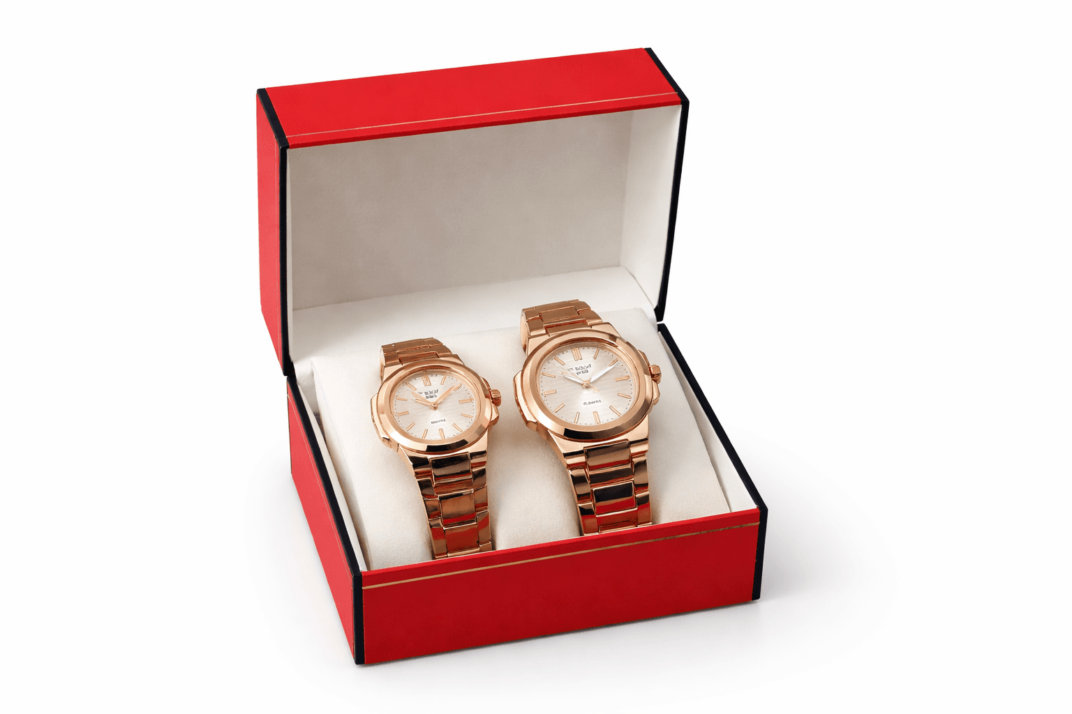 Premium Rose Gold Couple Watch Set – Matching Analog Wrist Watches for Men & Women