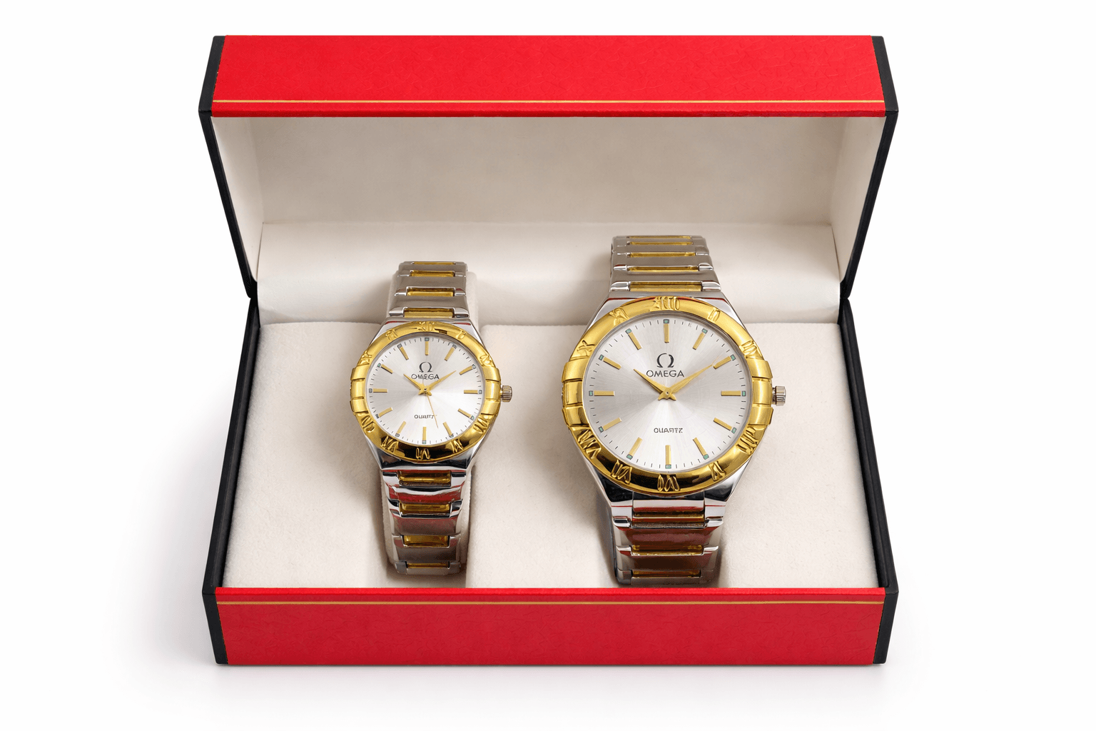 Two-Tone Gold & Silver Couple Watch Set – Premium Matching Couples Watches