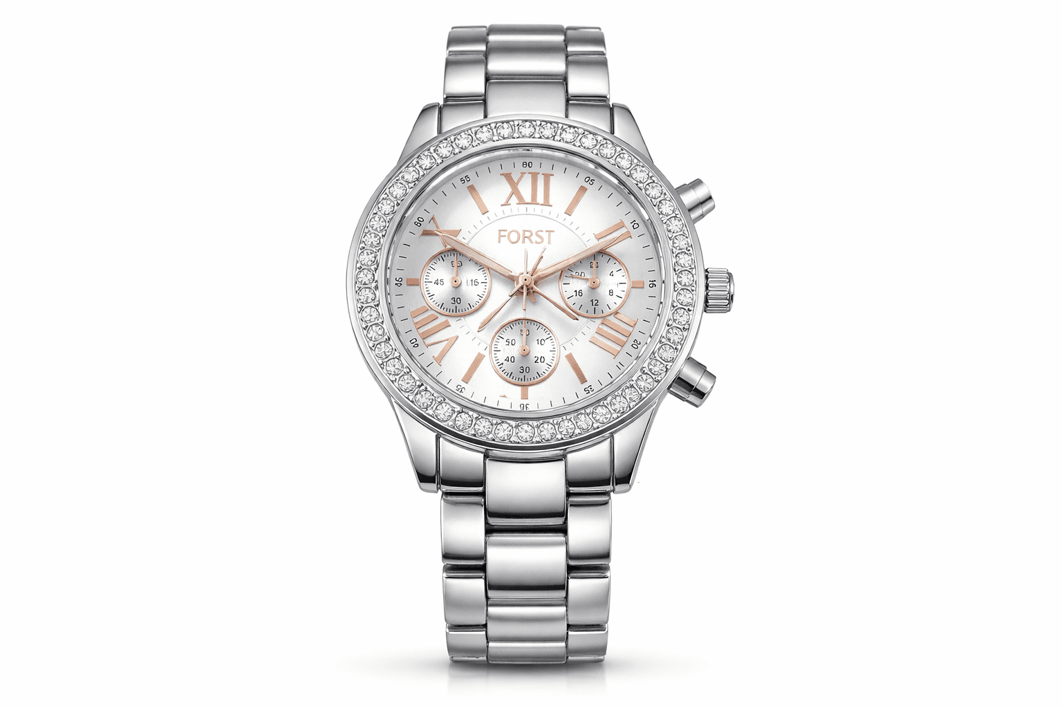 Premium Forst Silver Chronograph Ladies Watch