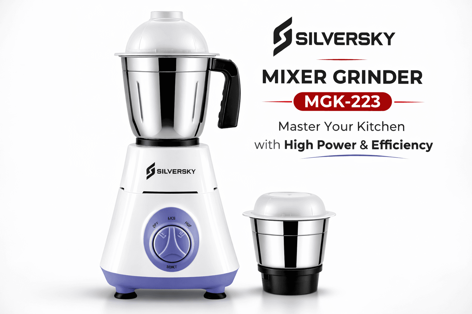 Silversky MGK-223 500W Mixer Grinder with 2 Stainless Steel Jars