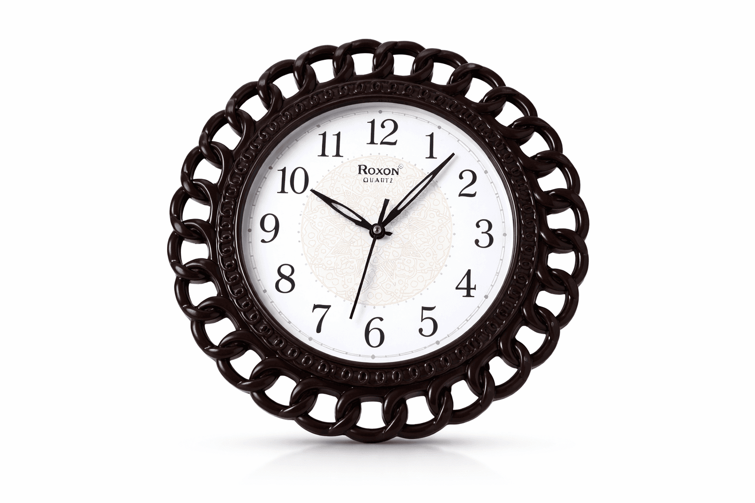 Roxon 12 Inch Designer Round Wall Clock Decorative Frame Step Movement