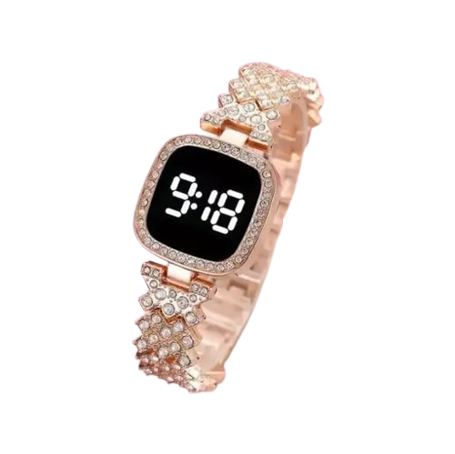 Rose Gold Digital Bracelet Watch – Stylish and Functional Timepiece