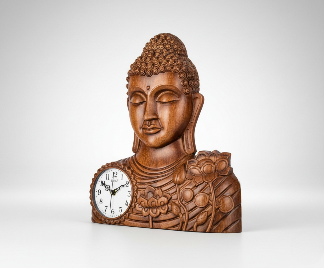 Antique Buddha Bust Wall Clock (400x470 MM) - M.No. 5161 AQ