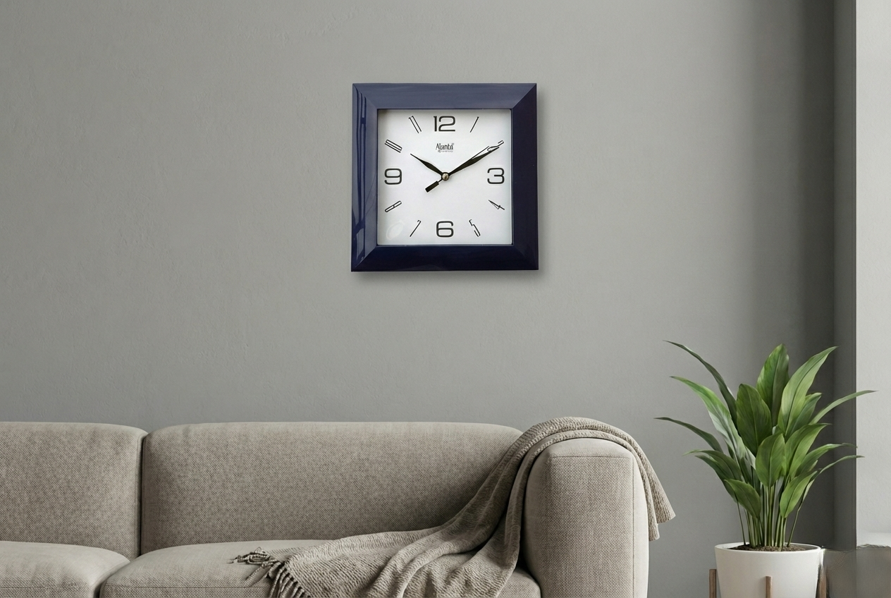 Ajanta 1847 blue Square Analog Wall Clock Minimal Design 4