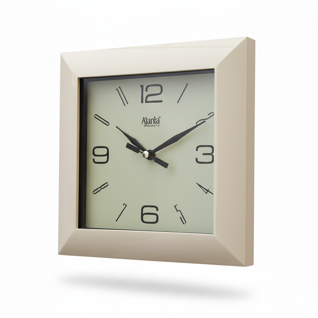 Ajanta 1847 Ivory Square 7 inch Analog Wall Clock 2
