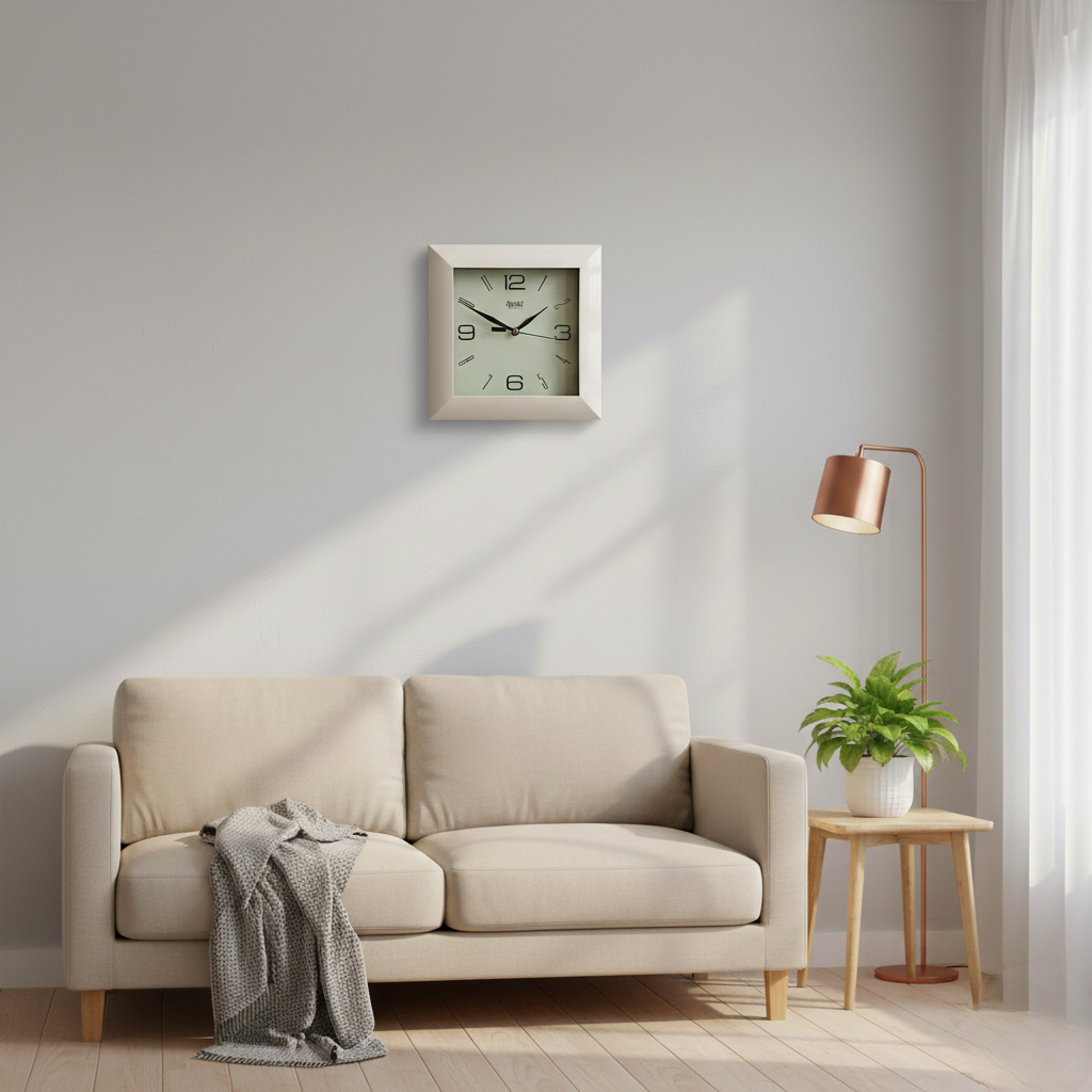 Ajanta 1847 Ivory Square 7 inch Analog Wall Clock 4