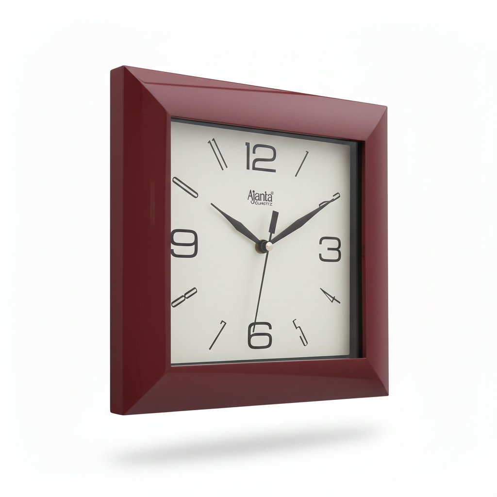 Ajanta Square Analog Wall Clock Red Color 7 Inch 2