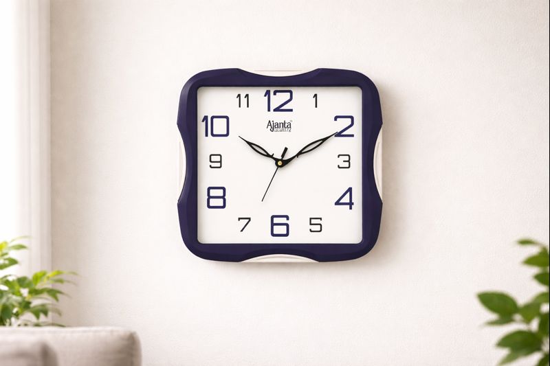 Ajanta 2007 Blue Border 11 Inch Square Analog Wall Clock 3