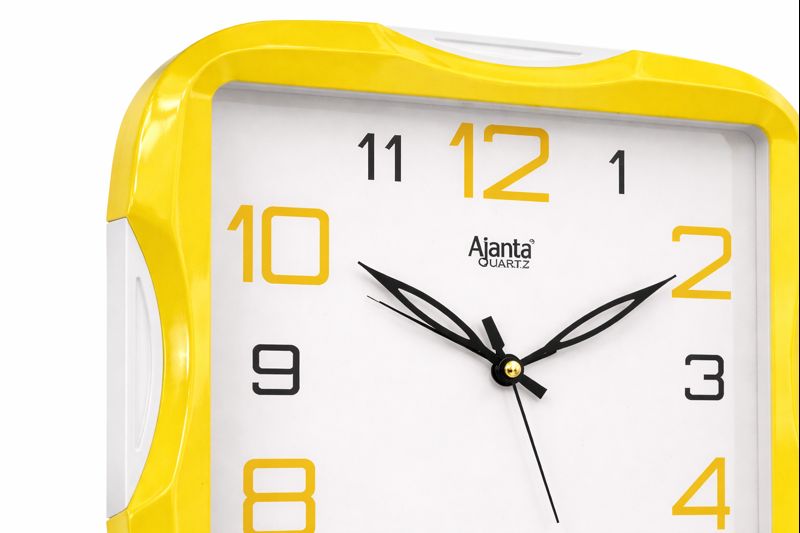 Ajanta 2007 Yellow Border 11 Inch Square Analog Wall Clock 2