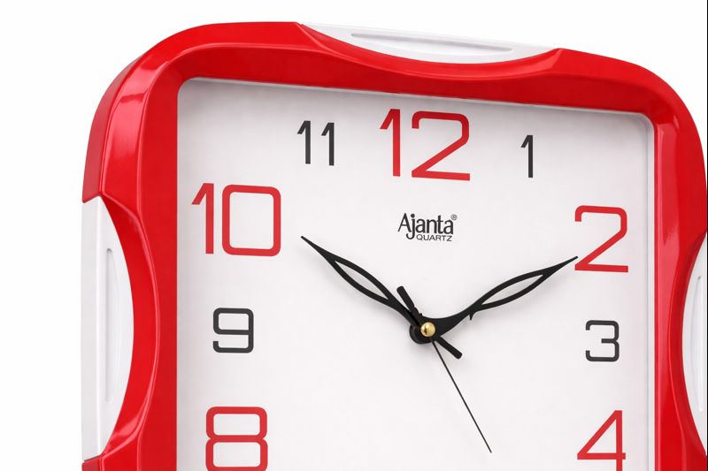 Ajanta 2007 Red Border 11 Inch Square Analog Wall Clock 2