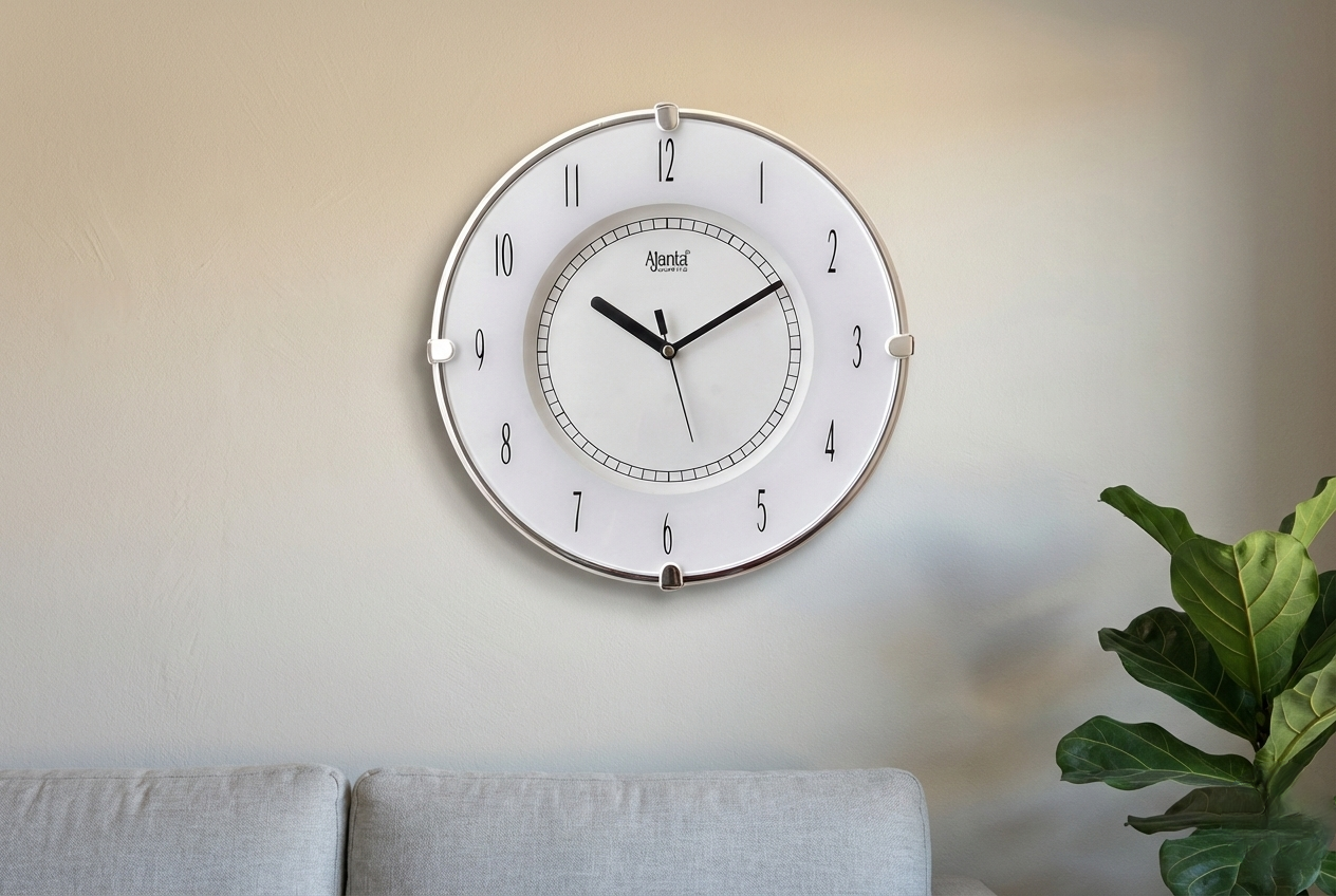 Ajanta 331 10 Inch Round Analog Wall Clock Silver Finish 3