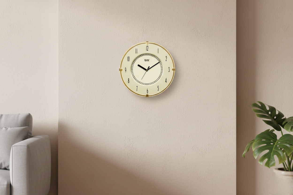 Ajanta 331 10 Inch Round Analog Wall Clock Golden Finish 3