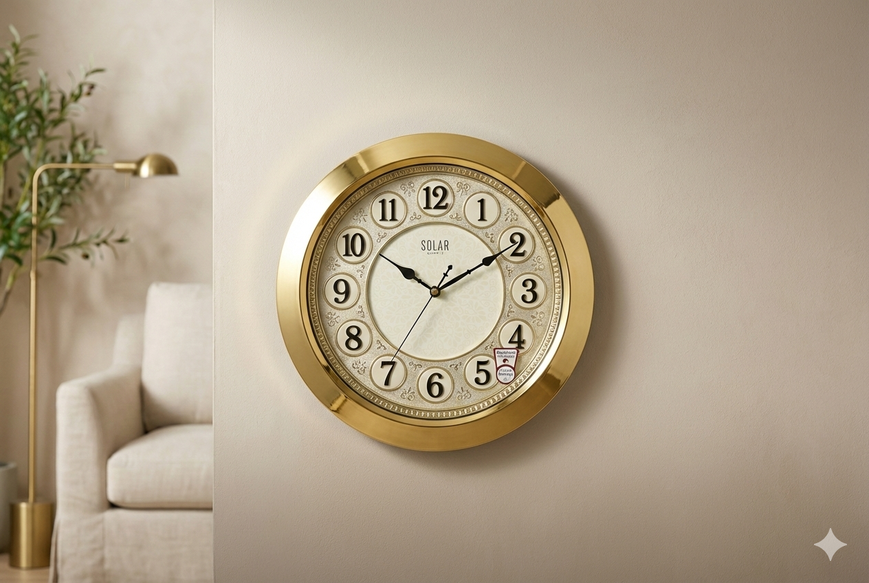 Solar 16 Inch Gold Premium Sweep Wall Clock – Model SQ-62 3