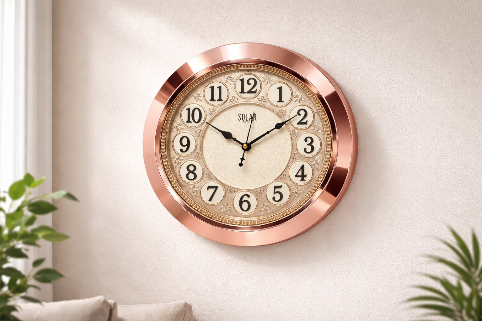 Solar 16 Inch Rose Gold Premium Sweep Wall Clock – Model SQ-62 3