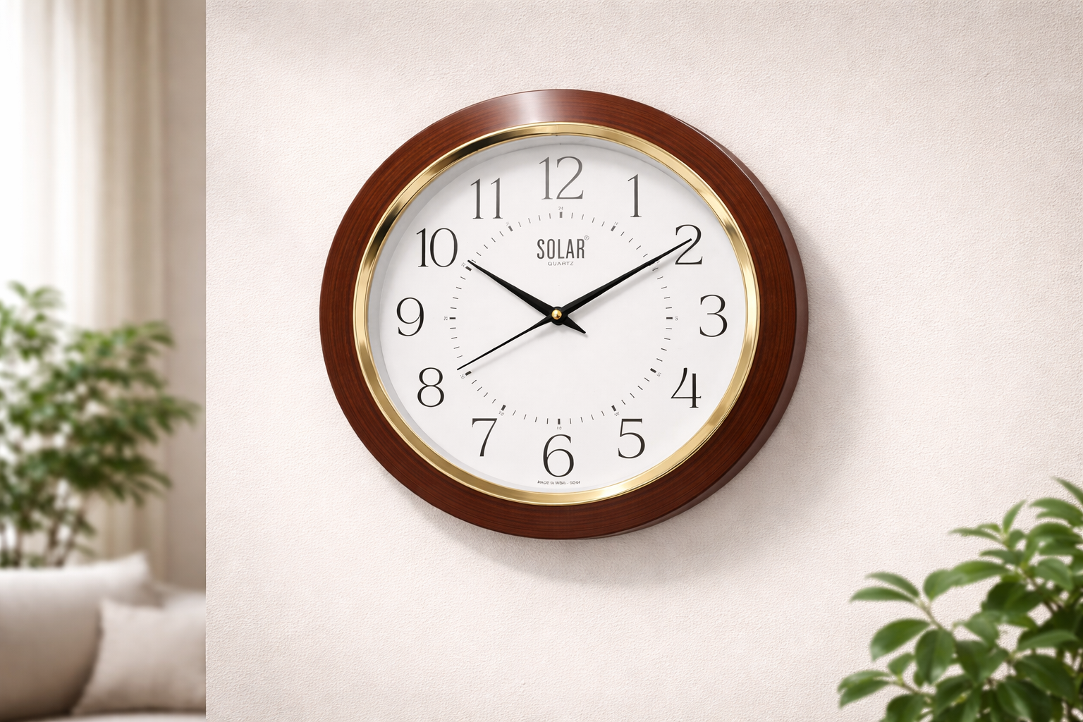 Solar 16 Inch Brown & Gold Decorative Wall Clock – Model SQ-64 3