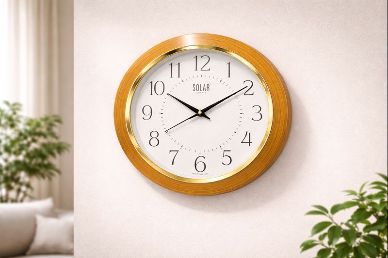 Solar 16 Inch Light Wood Decorative Wall Clock – Model SQ-64 3