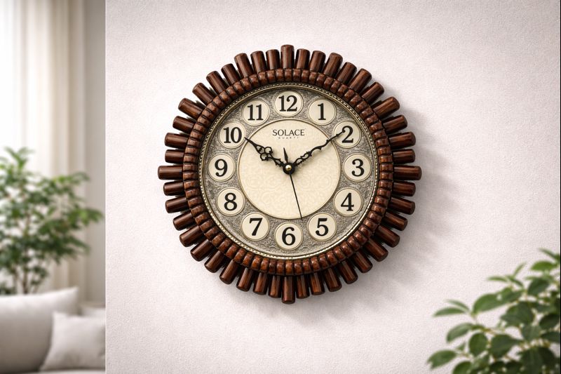 Solace 16 Inch Premium Decorative Wall Clock – Model 5791 (Brown) 3