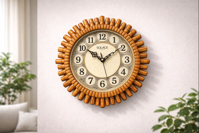 Solace 16 Inch Premium Decorative Wall Clock – Model 5791 (Golden Brown) 3