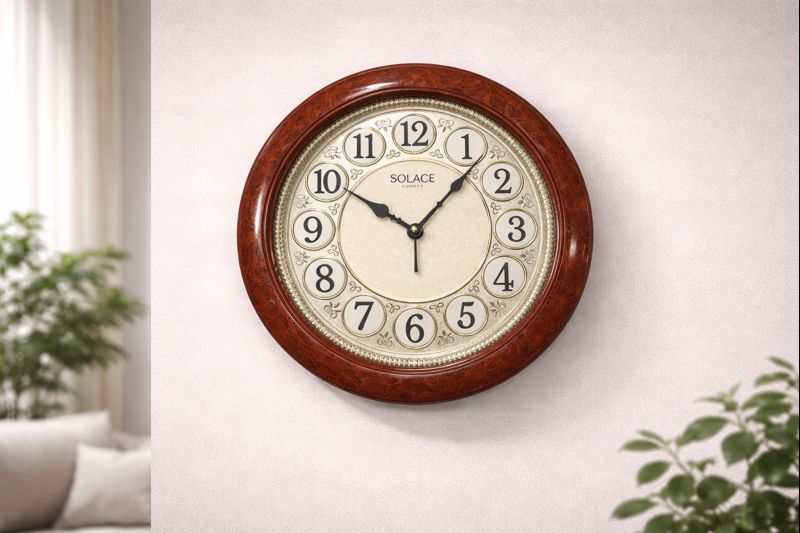 Solace 5750 Premium 16 Inch Brown Silent Sweep Decorative Wall Clock 3