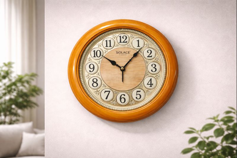 Solace 5750 16 Inch Light Wood Silent Sweep Decorative Wall Clock 3