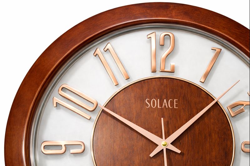 Solace SQ-53 16 Inch Premium Wooden Designer transparent Silent Sweep Wall Clock 2