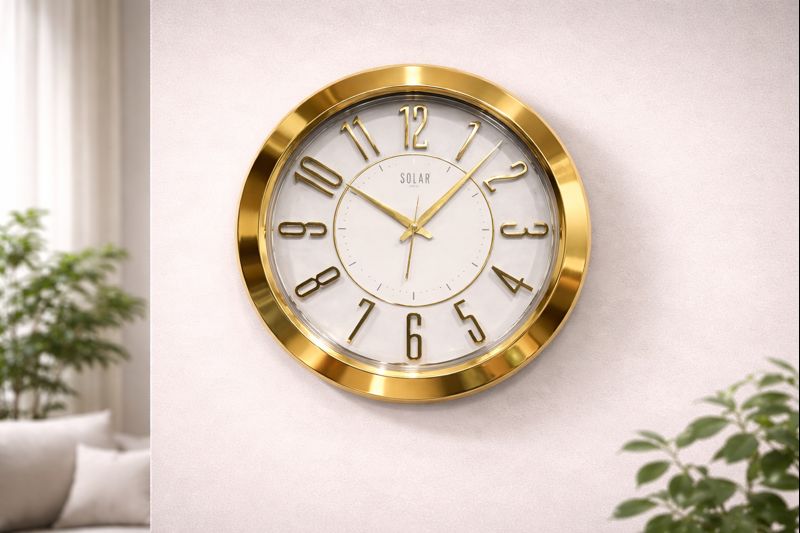 Solace SQ-53 12 Inch Golden Transparent Silent Sweep Wall Clock 3