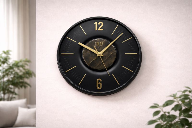 Solar SQ-56 13 Inch Matte Black Premium Silent Sweep Wall Clock 3