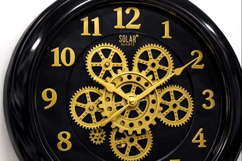 Solar SQ-50 16 Inch All Moving Gear Silent Sweep Wall Clock – Black Gold 2
