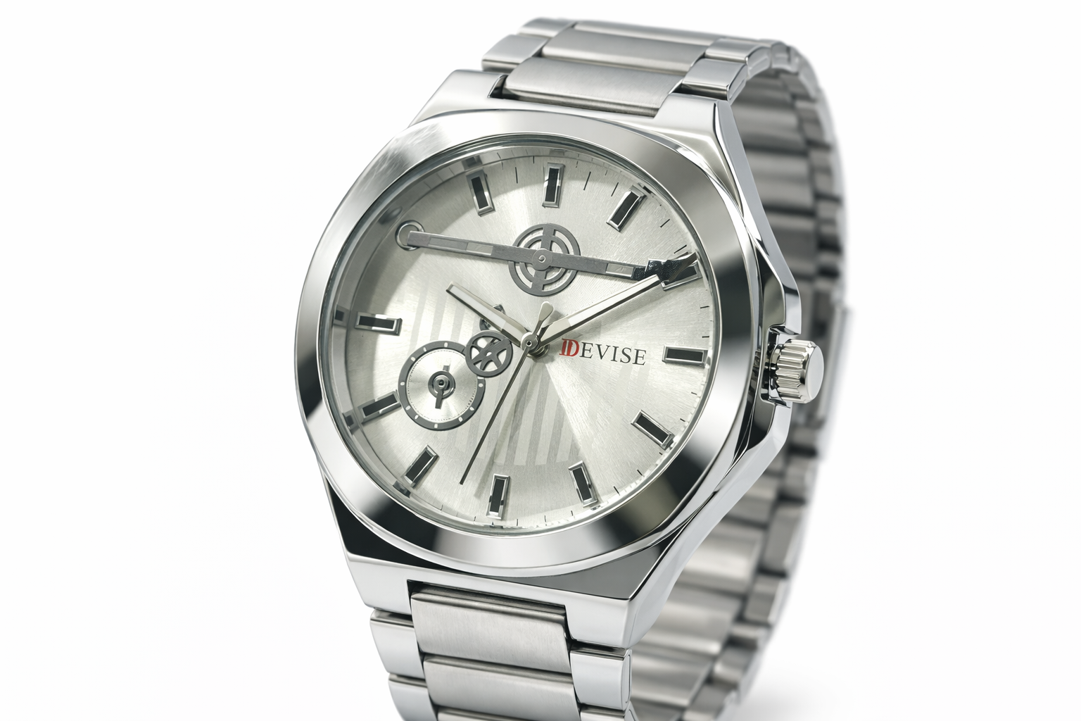 Devise 45mm Silver Minimal Analog Stainless Steel Wrist Watch 2