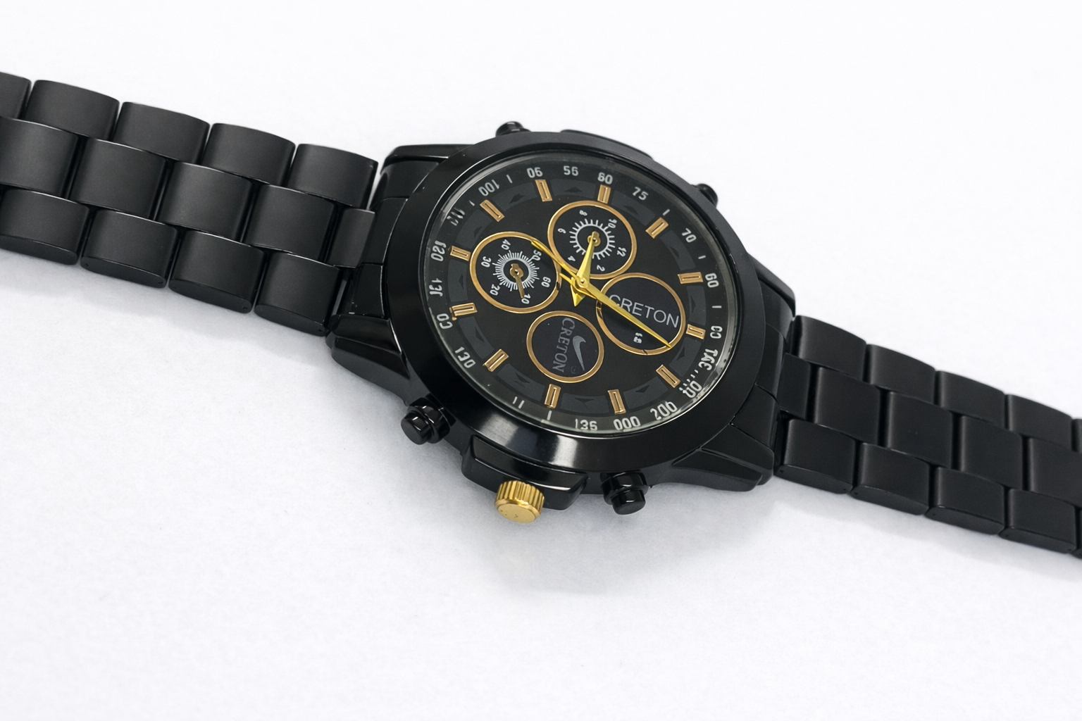 Black Sporty Multi-Dial Stainless Steel Wrist Watch – Premium 46mm 2