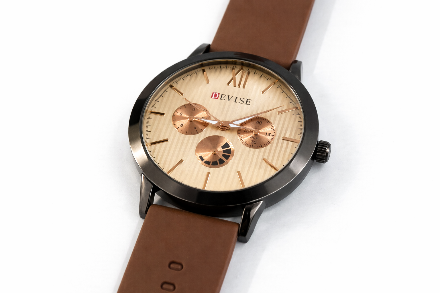 Devise Brown Multi-Dial Silicone Strap Wrist Watch – 42mm 2