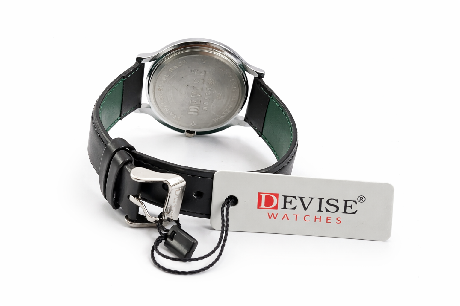 Devise Classic Black Men's Analog Watch with Leather Strap – Minimal Subdial Design 3