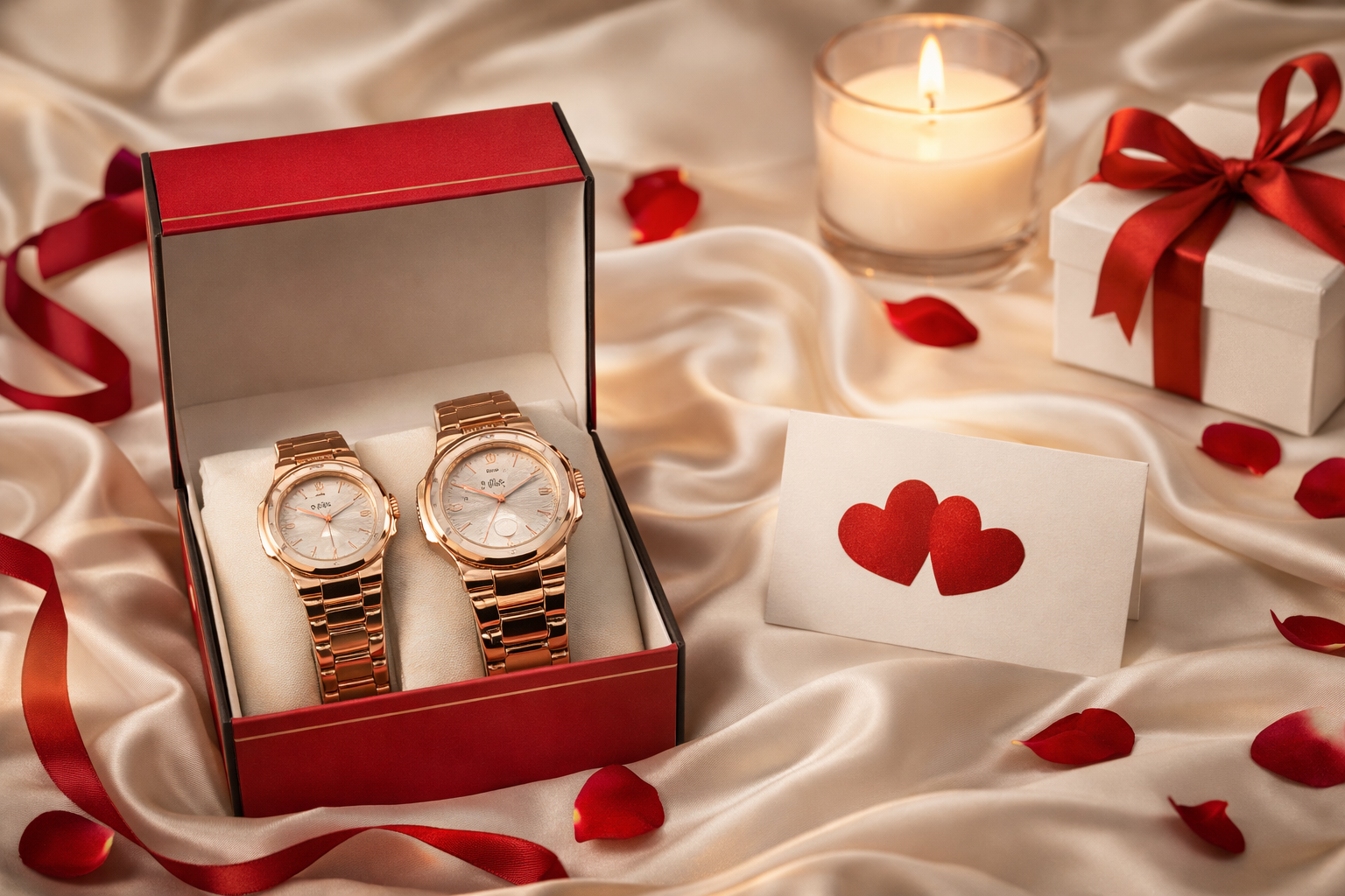 Premium Rose Gold Couple Watch Set – Matching Analog Wrist Watches for Men & Women 2