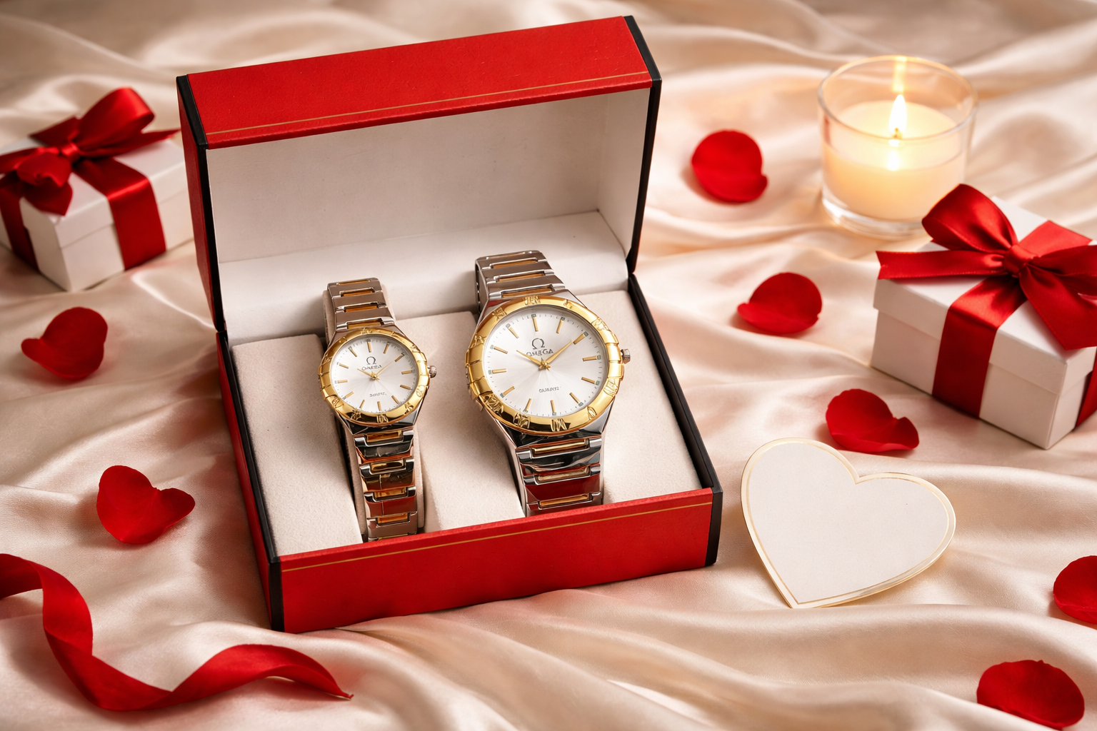 Two-Tone Gold & Silver Couple Watch Set – Premium Matching Couples Watches 2