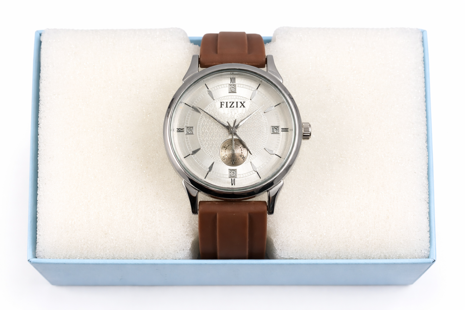 Fizix Brown Silicone Strap Couple Watch Set – Soft Strap Matching Analog Wrist Watches 4