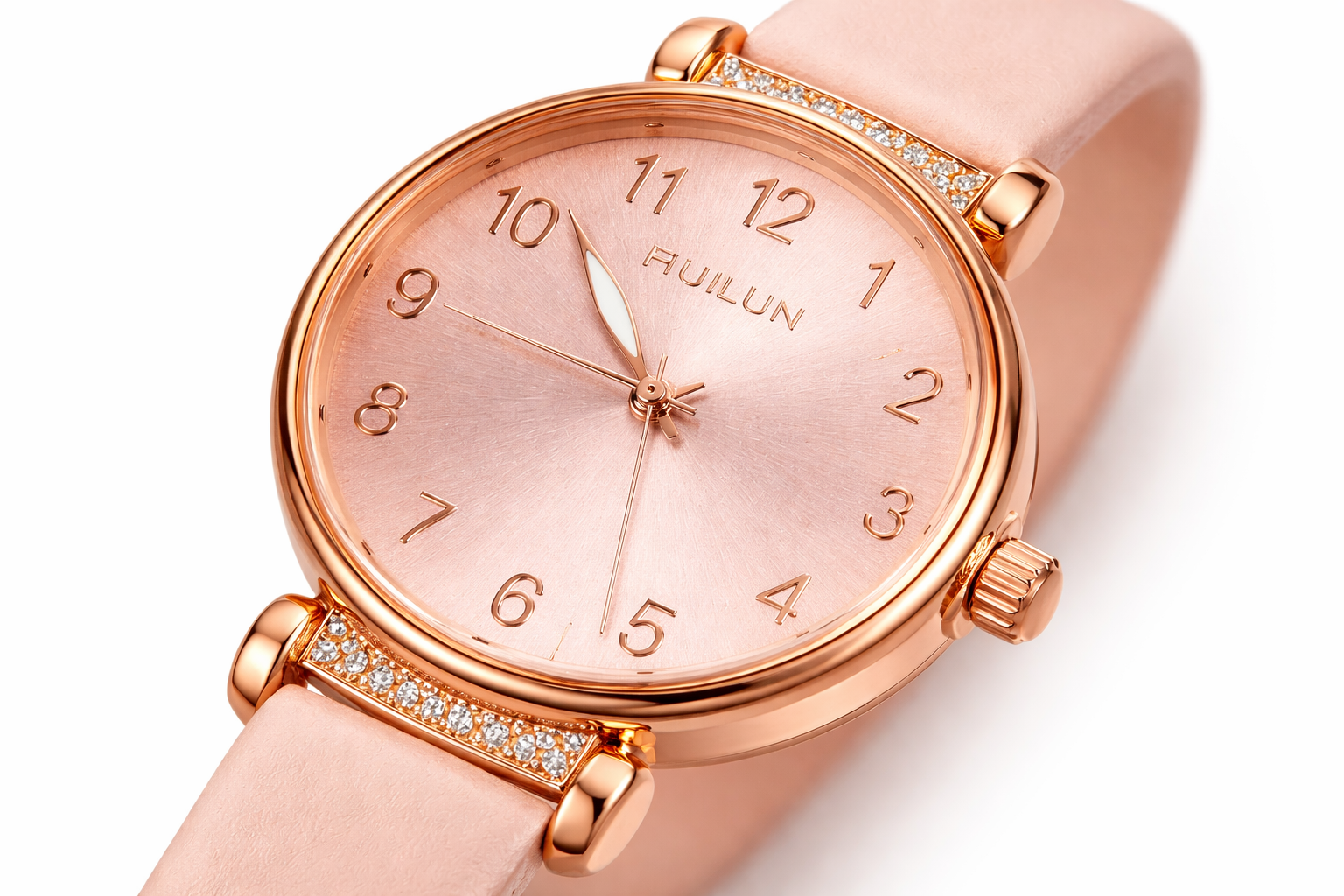 F-Lillen Rose Gold Ladies Watch with Soft Pink Strap 2