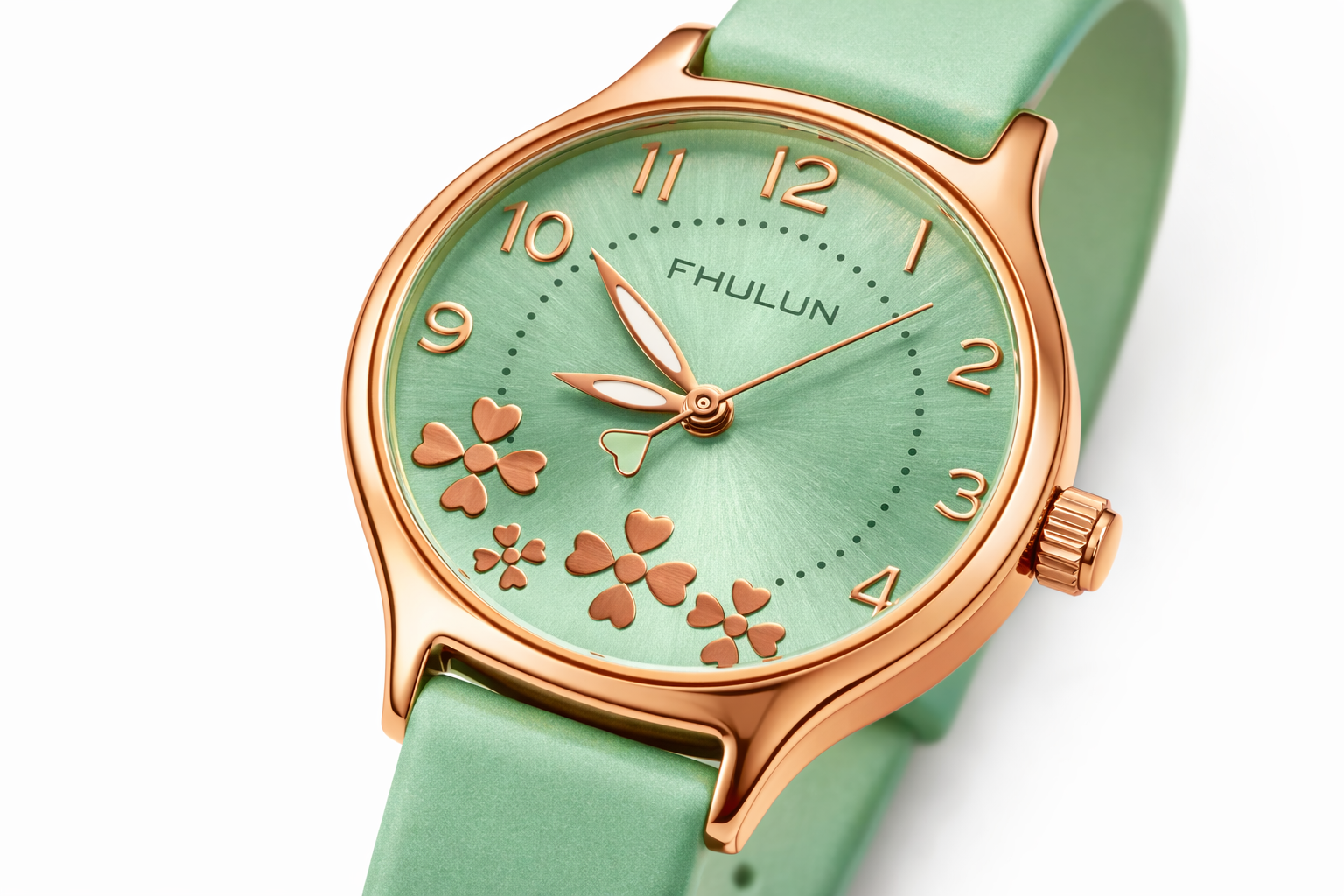Mint Green Ladies Watch Soft Silicone Strap & Rose Gold Case 2