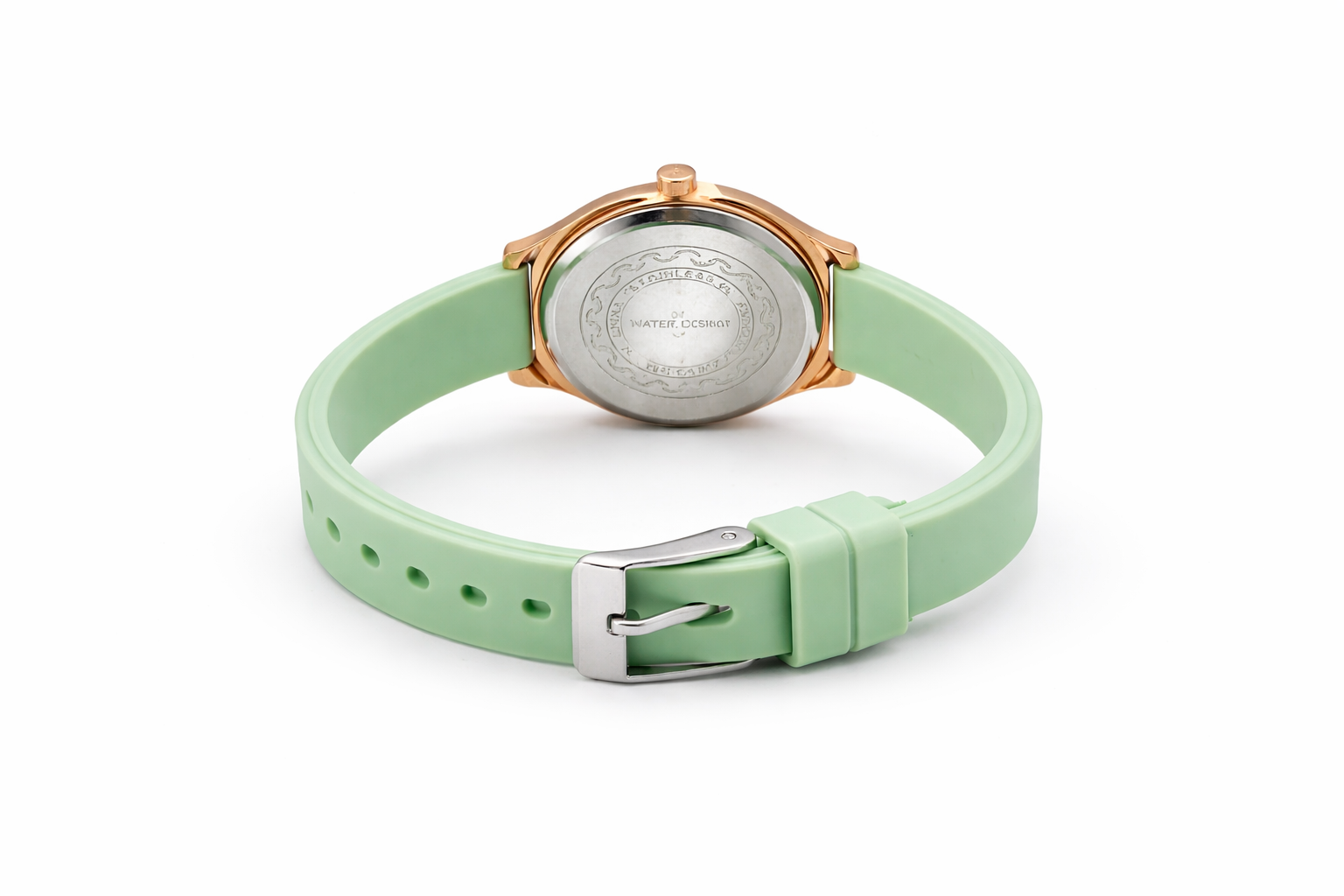 Mint Green Ladies Watch Soft Silicone Strap & Rose Gold Case 3
