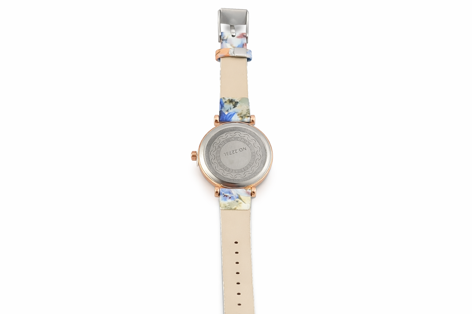 Floral Printed Ladies Watch – Rose Gold Case & Designer Strap  3