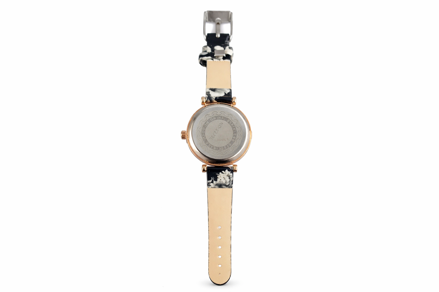 Black Floral Printed Ladies Watch – Rose Gold Case & Designer Strap 3