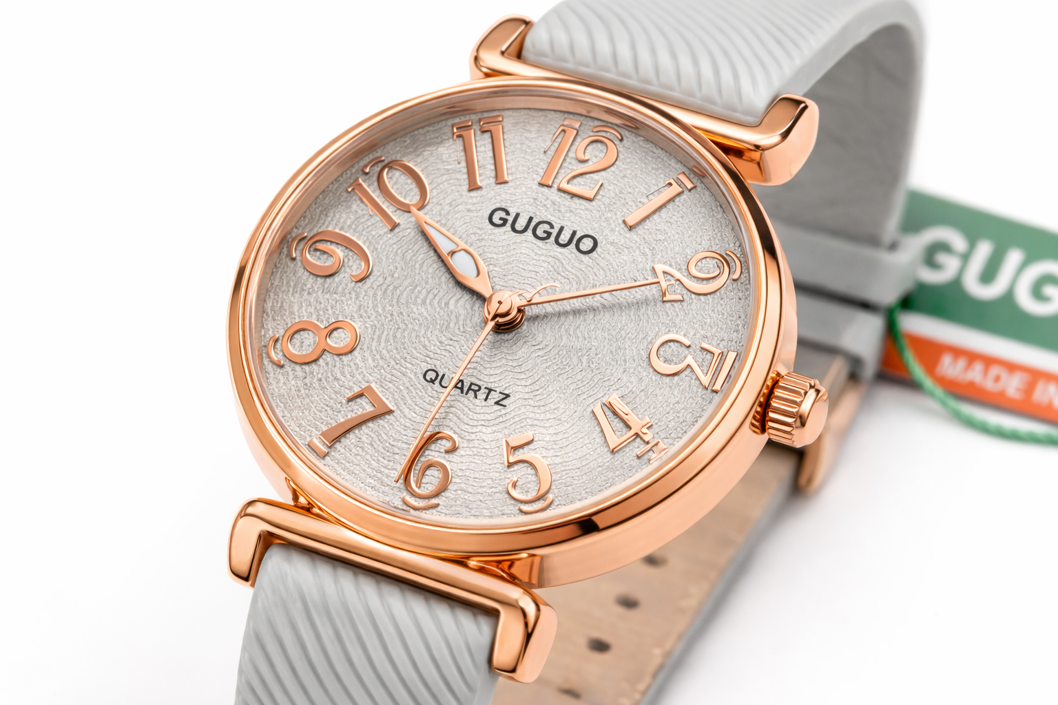 Grey Soft Strap Ladies Watch – Rose Gold Case Women’s Analog Wrist Watch 2