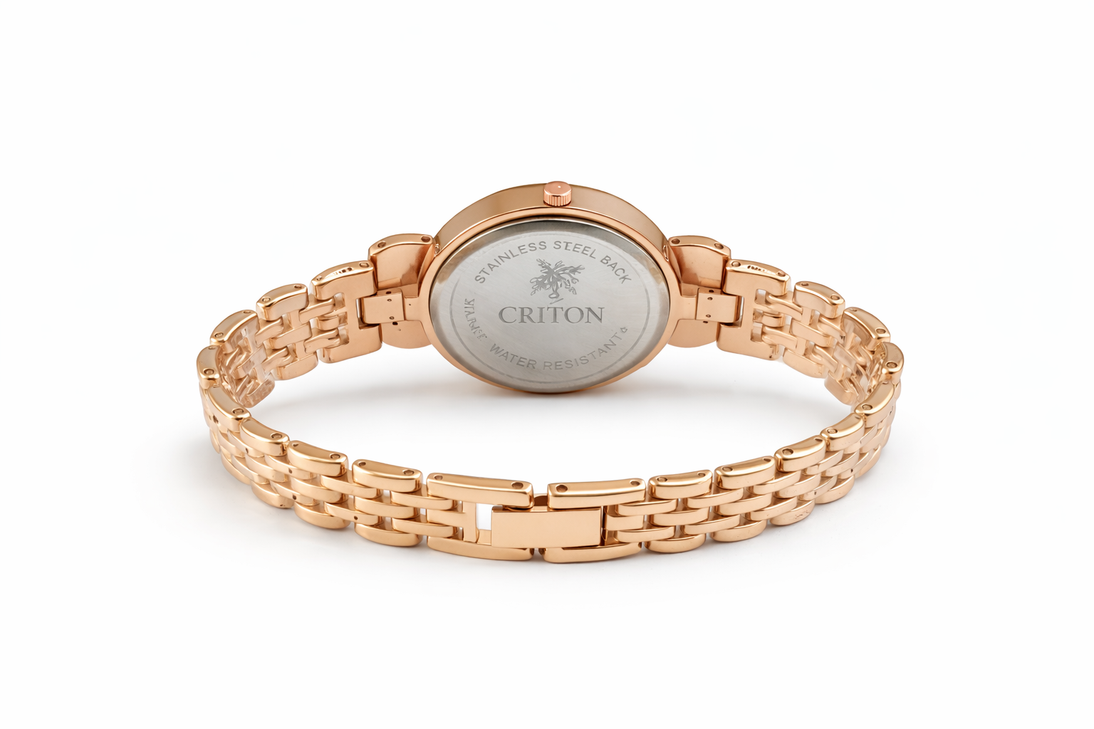 Rose Gold Diamond-Cut Ladies Watch – Crystal Studded Bracelet Strap 3