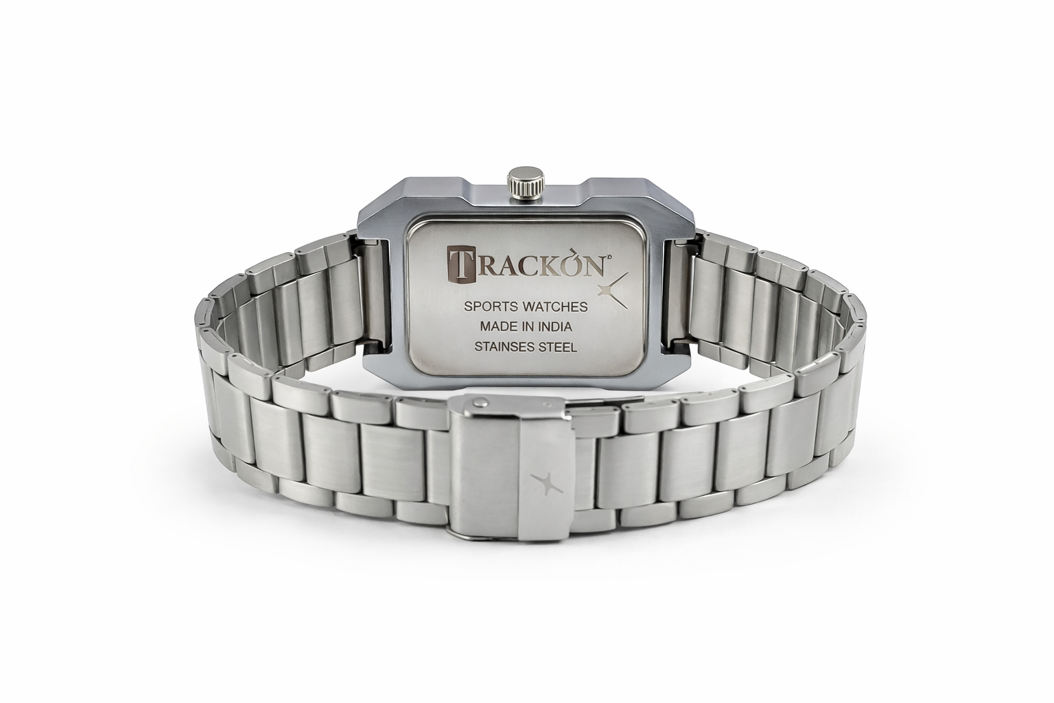 Square Dial Stainless Steel Strap Mens Analog Watch – Silver & White 3