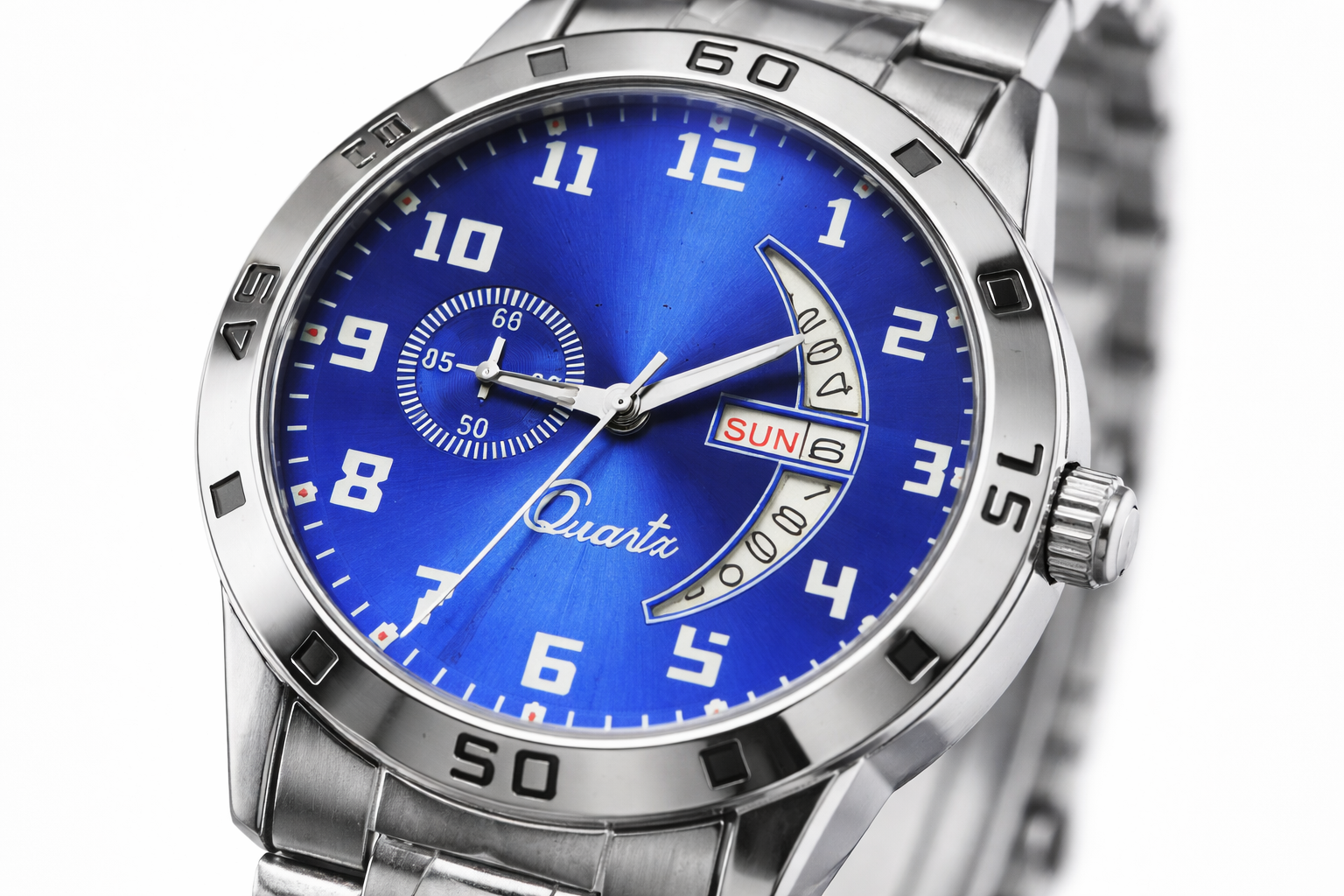 Blue Dial Stainless Steel Chain Mens Analog Watch 2