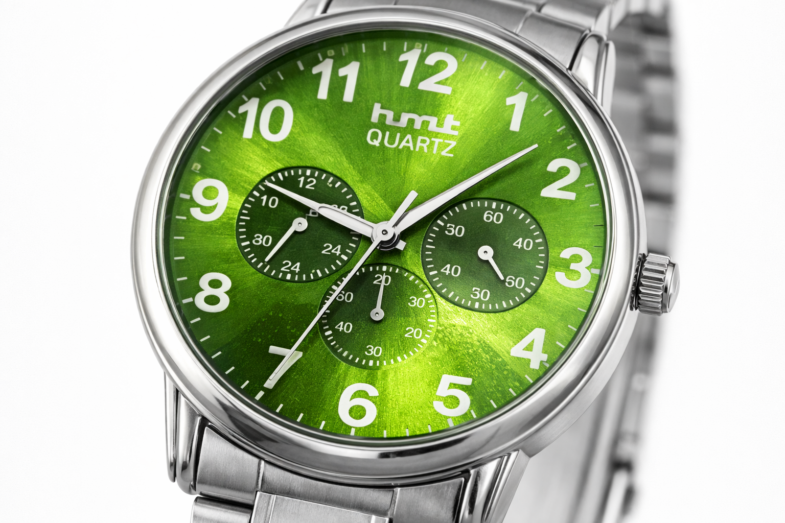 Green Dial Stainless Steel Men Analog Watch 2