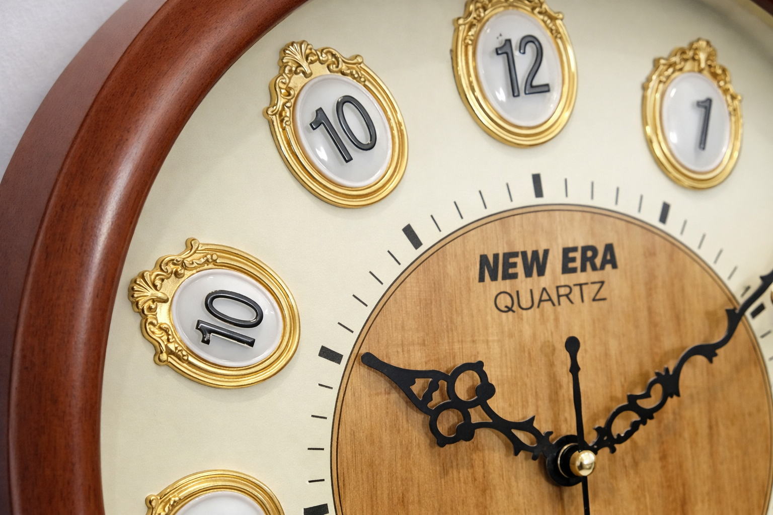 New Era 13 Inch Brown Decorative Wall Clock – Model 1101-DLX with Silent Sweep Movement 2
