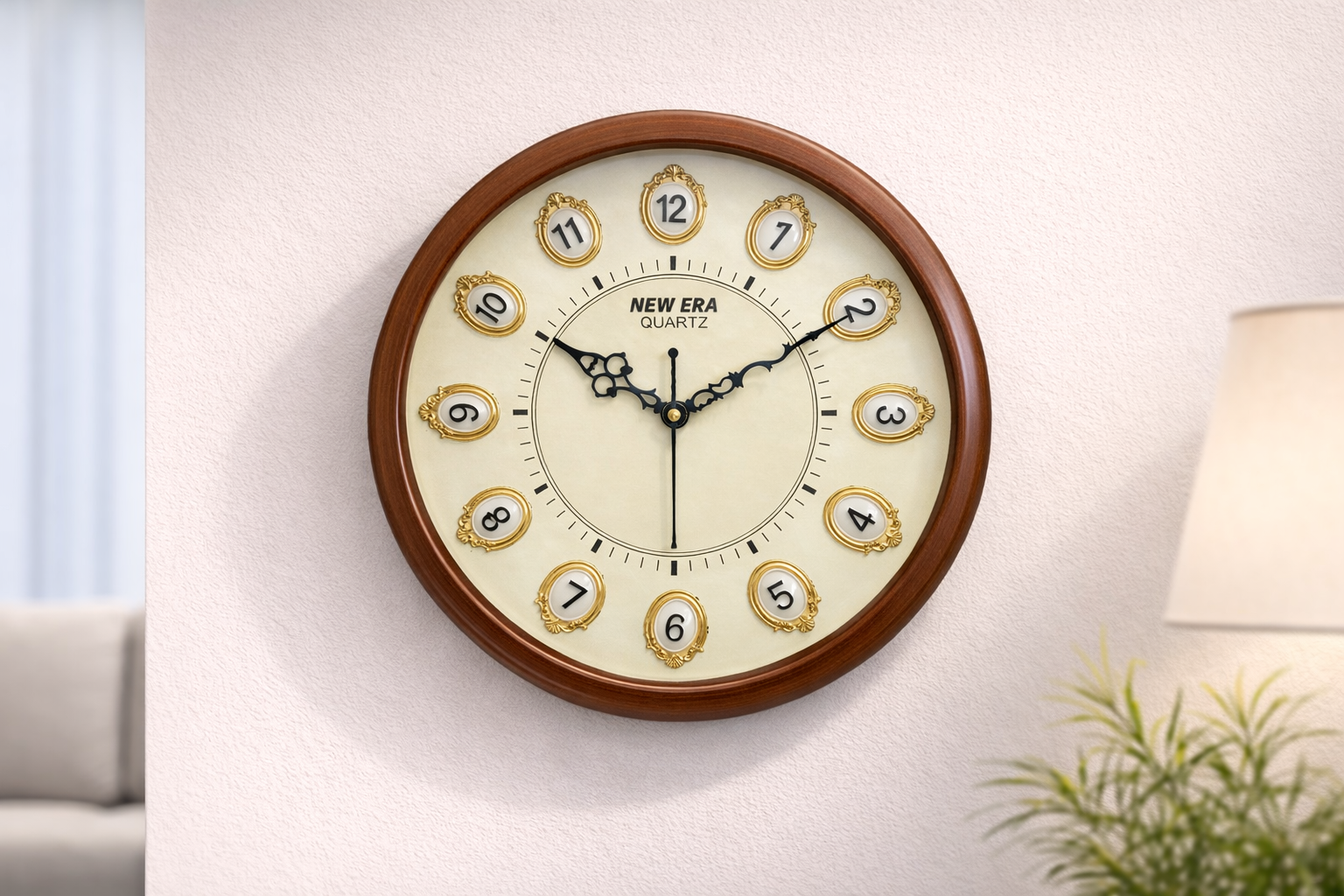 New Era 13 Inch Cream Decorative Wall Clock – Model 1101-DLX with Silent Sweep Movement 2